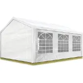 TOOLPORT Partyzelt Pavillon 3x6 m in weiß PE Plane 350 N Wasserdicht UV Schutz Festzelt Gartenzelt