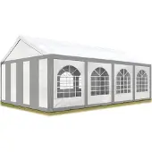 TOOLPORT Hochwertiges Partyzelt 4x8 m Pavillon Zelt ca. PE Plane 450 N Gartenzelt Festzelt Bierzelt Wasserdicht grau-weiß