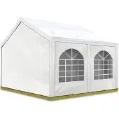 TOOLPORT Hochwertiges Partyzelt 4x4 m Pavillon Zelt PE Plane 450 N Gartenzelt Festzelt Wasserdicht weiß