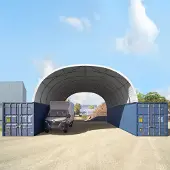 TOOLPORT Container Überdachung Contop 8x12m – PVC Plane 2300N weiß – Lagerhalle Schüttgut Unterstand Zelthalle