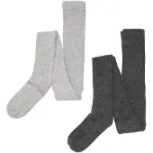 Minymo Strumpfhosen - Wolle - Rib - 2er-Pack - Grey Melange - - 92/98 - Strumpfhosen