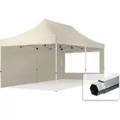 TOOLPORT 3x6m Aluminium Faltpavillon, inkl. 2 Seitenteile, creme