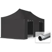 TOOLPORT 3x6m Aluminium PROFESSIONAL Faltpavillon, inkl. 4 Seitenteile, schwarz