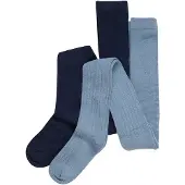Minymo Strumpfhosen - Wolle - 2er-Pack - Dark Navy - - 140/146 - Strumpfhosen