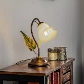 ONLI Tischleuchte Miranda einflammig, bronze , bronze / altmessing, für Wohn- / Esszimmer, Metall, Florentiner, Tischlampe