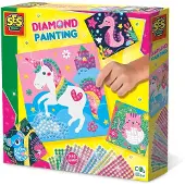 SES Creative 14701 Diamanten Mosaike Fröhliche Tiere, Glitzerndes Bastelset für Kinder, Bastelset für Kinder, 3 Jahr(e), Karton, Mehrfarbig