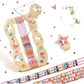 SES Creative 14745 – Glasperlenarmbänder – DIY Schmuckset mit Holzwebrahmen für Kinder ab 6 Jahren, Armbänder-Bastelset für Kinder, 6 Jahr(e), Mehrfarbig