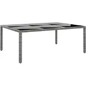 vidaXL Gartentisch 200x150x75 cm Hartglas und Poly Rattan Grau