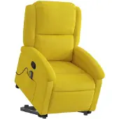 vidaXL Massagesessel mit Aufstehhilfe Gelb Samt