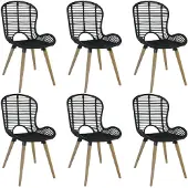 vidaXL Esszimmerstühle 6 Stk. Natur Rattan Schwarz