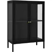 vidaXL Sideboard Schwarz 75x35x105 cm Stahl und Glas