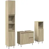 vidaXL 3-tlg. Badmöbel-Set Sonoma-Eiche Holzwerkstoff