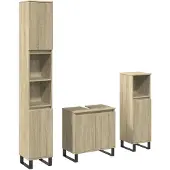 vidaXL 3-tlg. Badmöbel-Set Sonoma-Eiche Holzwerkstoff