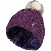 Heat Holder Wärmehalter - Damen Strickfleece gefütterte Thermo-Bommelmütze mit Pom Pom