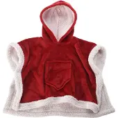 Koopman Kinder Weihnachtsponcho rot mit Teddyfutter und Kapuze - festliches Kostüm