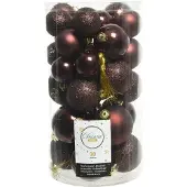 Décoris 30 Weihnachtskugeln 4-6cm Kunststoff Christbaumkugeln Weihnachtsbaum dunkelbraun