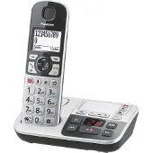Panasonic KX-TGE520GS, DECT-Telefon, Kabelloses Mobilteil, Freisprecheinrichtung, 150 Eintragungen, Anrufer-Identifikation, Schwarz, Silber