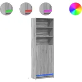 vidaXL Highboard mit LED-Beleuchtung Grau Sonoma 69x32,5x200 cm