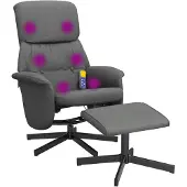 vidaXL Massagesessel mit Fußhocker Dunkelgrau Stoff