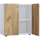 VCM Aktenschrank "Büroschrank Bücher Ordner Aktenschrank Lona 2fach", braun (weiß, honig, eiche), B:70cm T:40cm, Obermaterial: 100% Holz Wood., Schränke, Aktenschrank