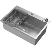 ML-Design Küchenspüle mit Ablaufgarnitur und Seifenspender, Silber, aus Edelstahl