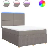vidaXL Boxspringbett mit Matratze Taupe 140x190 cm Stoff