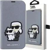 Karl Lagerfeld Klbkp14lsankcpg Iphone 14 Pro 6.1 Book Srebrny Saffiano Karl&choupette Handyhülle