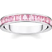Thomas Sabo Ring mit Pinken Steinen Pavé Silber