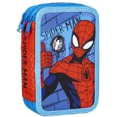 Spiderman Dreifaches Federmäppchen Blau 13 x 7,5 x 20 cm