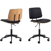 Ebuy24 Actona Owen, Gepolsterter Sitz, Gepolsterte Rückenlehne, Schwarz, Eiche, Schwarz, Eiche, Polyurethan (PU), Eiche, Polyurethan (PU)