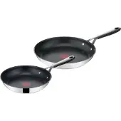Tefal Jamie Oliver Kitchen Essentials Pfannenset, Bratpfannen Ø24+28cm, Induktion, Edelstah, Silikongriff