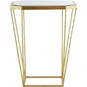 Beliani Beistelltische 2er Set Spiegel/Gold aus Glas und Metal Sechseckige Wohnzimmer Modern