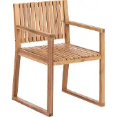 Beliani Gartenstuhl 2er Set Hellbraun es Akazienholz mit Armlehnen Lamellen-Optik Holzkufen Rustikal Holzstuhl Außenbereich Terrasse Balkon