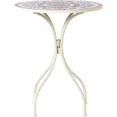 Beliani Gartentisch Weiß aus Metall Mosaik Muster ø 60 cm Rund Kaffeetisch Couchtisch Outdoor Terrassenmöbel Gartenmöbel Balkonmöbel