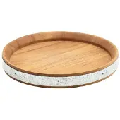 Genware Akazienholz Servierbrett Mit Zinkband 24cm