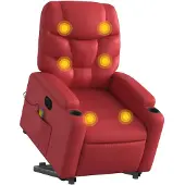 vidaXL Massagesessel mit Aufstehhilfe Elektrisch Rot Kunstleder