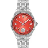 Plein sport Herren Uhr LINEMAN PS5BA0724 Edelstahl Silber‑Orange 45 mm