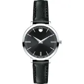 Movado 0607094 Damen-Armbanduhr, Edelstahl-Gehäuse, Leder-Armband