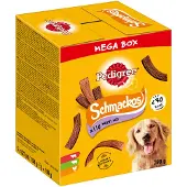 Pedigree Mega Box SchmackosTM Ergänzungsfuttermittel für ausgewachsene Hunde (Geschmacksrichtung Rind, Lamm und Geflügel) - 790g