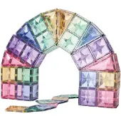Cleverclixx Großer Kreativ-Bausatz in Pastellfarben 125 Teile, großes Set, langlebiges Magnetspielzeug, Lernspielzeug, erweiterbare Sets, ab +3 Jahren
