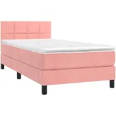 vidaXL Boxspringbett mit Matratze Rosa 90x190 cm Samt