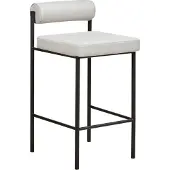 Beliani Barstuhl 2er Set Hellgrau Stoff und Metall mit Niedriger Lehne Fußstützen Retro Design Sitzmöbel Wohnzimmer Küche Bar Wohnküche Ausstattung