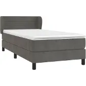 vidaXL Boxspringbett mit Matratze Dunkelgrau 90x190 cm Samt