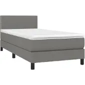vidaXL Boxspringbett mit Matratze Dunkelgrau 100x200 cm Stoff