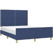 vidaXL Bettgestell ohne Matratze Blau 140x190 cm Stoff