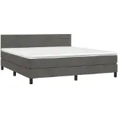 vidaXL Boxspringbett mit Matratze & LED Dunkelgrau 180x200 cm Samt