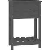 vidaXL Pflanzkübel mit Ablage Grau 54x34,5x81 cm Massivholz Kiefer