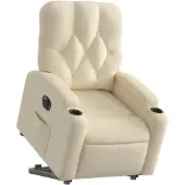 vidaXL Relaxsessel mit Aufstehhilfe Elektrisch Creme Stoff