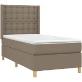vidaXL Boxspringbett mit Matratze & LED Taupe 100x200 cm Stoff