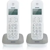 Brondi Gala Twin, DECT-Telefon, Kabelloses Mobilteil, 20 Eintragungen, Anrufer-Identifikation, Grau, Weiß